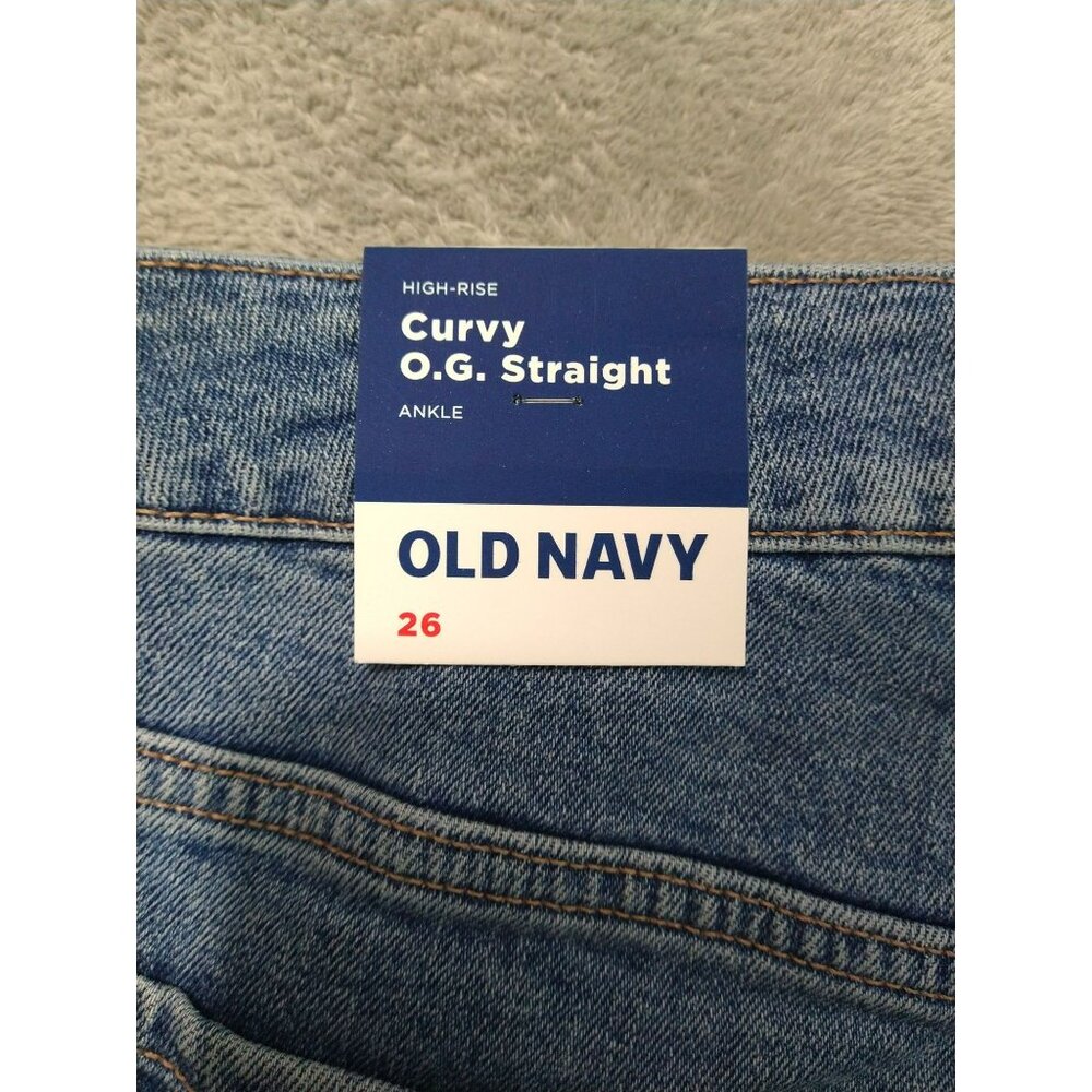 Old Navy Jeans Women 26 Blue Denim Curvy OG Straight High Rise Ankle Stretch - Picture 8 of 11